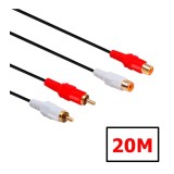 Cablu Prelungitor RCA Stereo 2x Tată&ndash;2x Mama, 20m Cupru