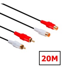 Cablu Prelungitor RCA Stereo 2x Tată&ndash;2x Mama, 20m Cupru