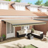 VidaXL Cort Retractabil Manual , Verde și Galben, 500 x 300 cm