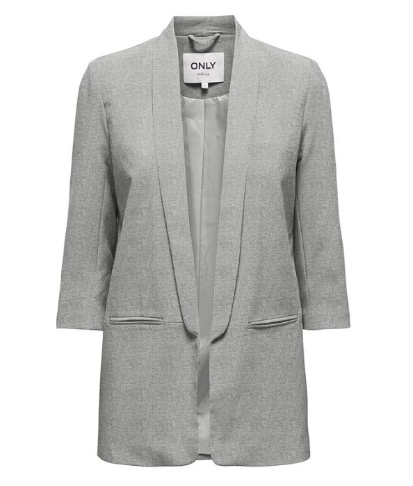 Sacou pentru femei ONLY Blazer, maneci 3 4, gri, marime 40 - OUTLET