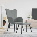 Cumpara ieftin Scaun de relaxare cu taburet, gri deschis,textil