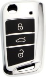 Husa Cheie Auto Briceag VW Golf 7, 3 Butoane, Tpu, Gri cu butoane negre