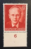 Germania (1943) - 12+8Pf "Peter Rosegger" cu Margine Inferioară de Coală și Număr de Coloană "6" (MINT / Neștampilat) CLK1