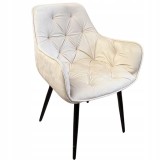 Fotoliu catifea tapitat, cu spatar inalt si design cu cusaturi, 55x60x89 cm, bej Household NewTrend