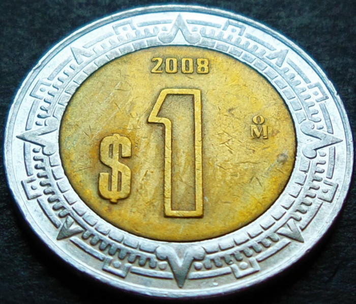 Moneda bimetal 1 NUEVO PESO - MEXIC, anul 2008 * cod 2281