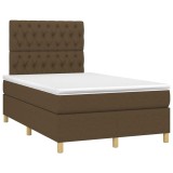 Cumpara ieftin Pat box spring cu saltea, maro inchis, 120x190 cm, textil