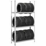 VidaXL Raft pentru anvelope cu 3 straturi, argintiu 110x40x200 cm oțel