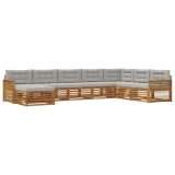 vidaXL Set de canapele de exterior 8 pcs Natural și gri deschis 3383719