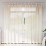 Perdele Voile Crem vidaXL 140x245 cm, Set 2 Bucăți, Semitransparente, Poliester, Ușor de Agățat