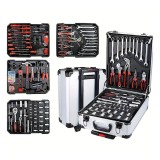 Cumpara ieftin Trusa profesionala de scule, 187 piese, organizare eficienta in troller din aluminiu cu roti si maner telescopic, negru-rosu