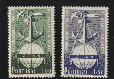 Portugalia 1952-Aniversare NATO ,serie 2 valori , Mi.778-779 foto