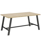 Outsunny Masă de cafea pentru exterior, masă laterală metalică dreptunghiulară cu blat cu aspect de lemn, 100 x 55 cm, Maro | Aosom Romania