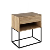 Cumpara ieftin Noptiera DTD stejar artisan metal negru Arti 60x38,4x65 cm
