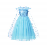 Rochita printesa ELSA FROZEN cu pelerina, stil Disney, calitate premium