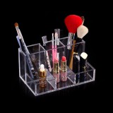 Suport Cosmetice Acrilic, 6 Compartimente, Transparent, 20x12x10cm, Oem
