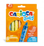 Creioane Cerate, Rotunde, Solubile In Apa, 8 Culori/cutie, Carioca Baby Wild Crayons 2+