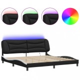 Cadru de pat cu LED fara saltea Hvar negru/alb 200x200 cm