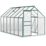 Cumpara ieftin Outsunny Sera din aluminiu pentru plante cu ventilatie, sera pentru legume, fructe, ierburi 190 x 375cm, Verde | Aosom Ro