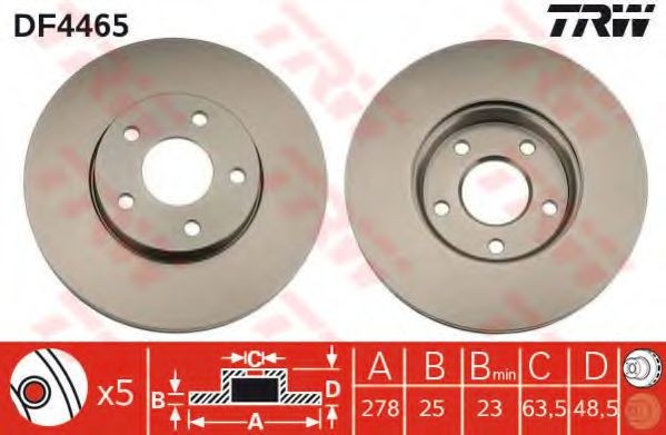 Disc frana FORD C-MAX (DM2) (2007 - 2016) TRW DF4465