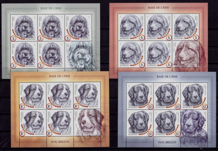 ✅RO 2019 ,LP 2230 c ,&quot;Rase de caini romanesti &quot; , mcoli de 5 marci+1vinieta ,MNH