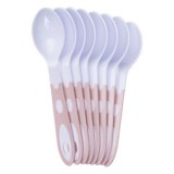 Set de 8 Linguri Reutilizabile din Plastic Alb cu Maner Nude, CMCLASS