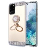 Husa silicon oglinda , inel si pietricele Samsung Galaxy S20 Ultra , Auriu, Alt model telefon Samsung