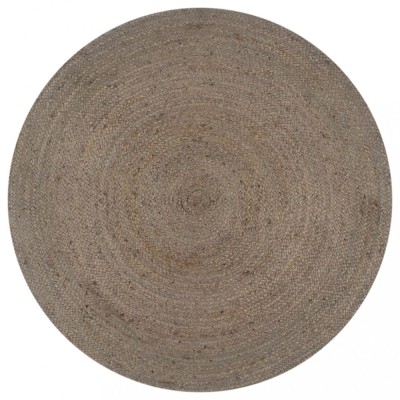 vidaXL Covor manual, gri, 120 cm, iută, rotund 133663 foto
