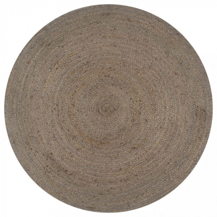 vidaXL Covor manual, gri, 120 cm, iută, rotund 133663