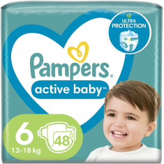 Scutece Pampers Active Baby jumbo Pack, Marimea 6, 13 -18 kg, 48 buc