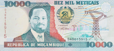 Bancnota Mozambic 10.000 Meticais 1991 - P137 UNC foto