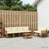 Cumpara ieftin Set de canapele de exterior 7 buc. 6-Locuri Natural si Crem