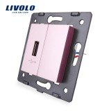 Cumpara ieftin Priza USB Livolo roz pentru montaj elegant &icirc;n perete