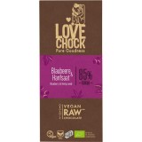 Ciocolata Raw Vegana Lovechock cu Afine si Seminte de Canepa, 70g, Bio, Fara Gluten, Fara Lactoza, Ecologica