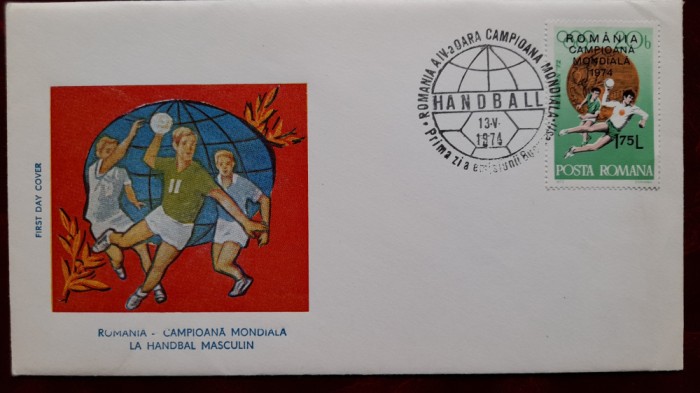 1974-Lp846-Romania camp.mondiala la handbal masc.-FDC