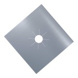 Set 4 folii cu Teflon pentru Protectie Plita sau Aragaz Luxer, Lavabile si Reutilizabile, Argintiu, 27x27 cm