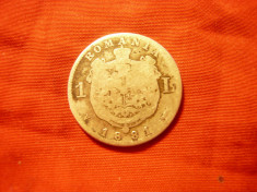 Moneda 1 Leu 1881 Carol I argint ,cal. mediocra , Romania foto