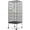 Colivie Pasari vidaXL 54x54x146cm Otel Negru, Spatioasa, cu Stinghii, Tavita Extensibila si Rotite