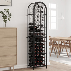 vidaXL Suport sticle vin 73 de sticle, negru 45x36x200 cm fier forjat