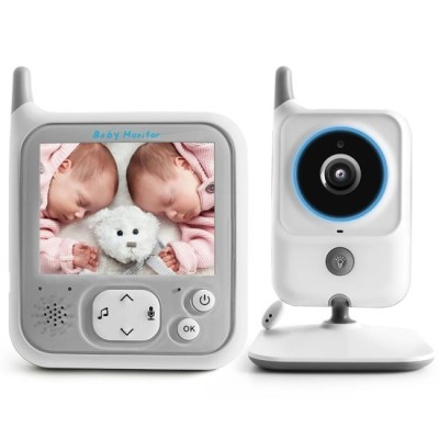 Monitor pentru Bebelus Wireless, Senzor de Temperatura, Display LCD, Night Vision - Techsuit (VB607) - White foto