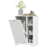 HOMCOM Dulap Modern pentru Rufe cu Coș Detașabil și Compartimente de Depozitare, 60x38x86 cm, Alb | Aosom Romania