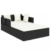 Cumpara ieftin Sezlong cu perne, negru, 182x118x63 cm, poliratan