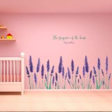 Sticker Decorativ de Perete - Flori de Lavandă și Fluturi, 50 cm 71 cm 50 cm Mov 1 Set Stickere