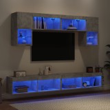 vidaXL Unități TV de perete cu LED-uri 6 piese gri beton lemn compozit 3216707