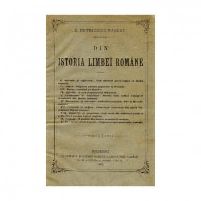 B. P. Hasdeu, Din istoria limbii rom&amp;acirc;ne, 1883 foto
