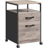 VASAGLE Dulap mobil cu roti, compartiment 2 setare, compatibil cu dosare suspendate, stil industrial, 42x44x67 cm, gri stejar