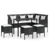 Set canapele gradina forma L cu perne 5 piese negru poliratan