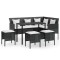 Set canapele gradina forma L cu perne 5 piese negru poliratan