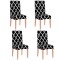 Set 4 huse universale pentru scaun, marime universala, poliester si spandex, 45 x 60 cm, negru alb Household NewTrend