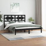 VidaXL Cadru de pat, negru, 200x200 cm, lemn masiv de pin