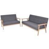 vidaXL Set de canapele, 2 piese, material textil, gri &icirc;nchis